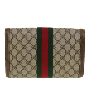 GUCCI GG Canvas Web Sherry Line Clutch Bag Beige Red 67.014.3087 41341