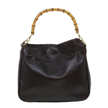 GUCCI Bamboo Hand Bag Leather Brown 0011638 41342