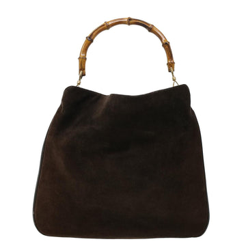 GUCCI Bamboo Hand Bag Suede 2way Brown 001.3444.1577 41364
