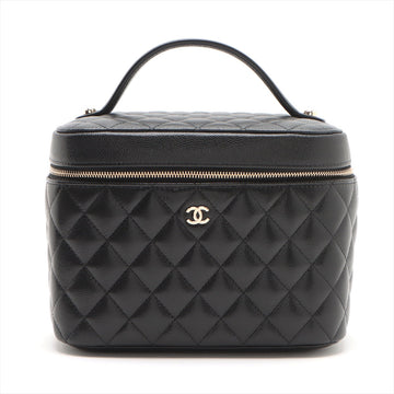 Chanel Matrasse Caviar S Vanity Bag Black G      Mirror