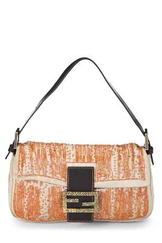 Fendi,  Orange Beaded Satin Baguette, Orange