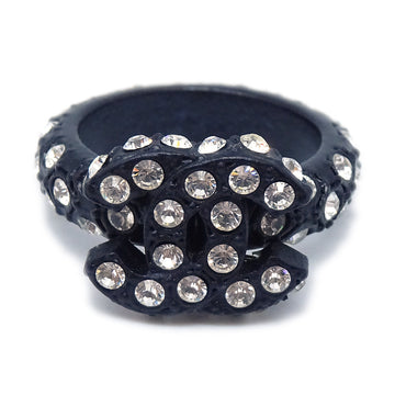 Chanel 2002 Black & Crystal CC Ring #6