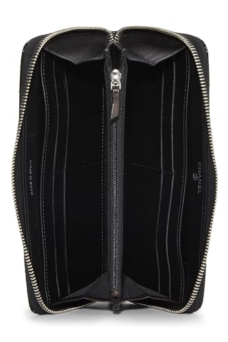 Chanel,  Black Patent Leather Zip Around Wallet, Black