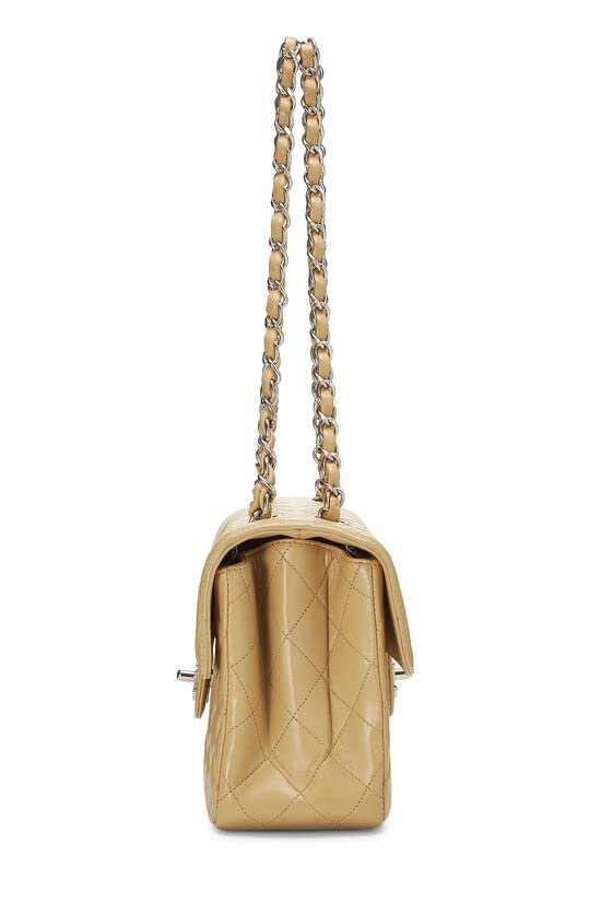 CHANEL,  Beige Quilted Lambskin Double Sided Classic Flap Small, Beige
