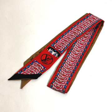LOUIS VUITTON scarf MP1943 silk Brown Monogram Bando BB Kabuki Sticker Women Used