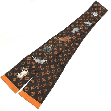 LOUIS VUITTON scarf MP2268 silk Brown bandeau cat gram Women Used