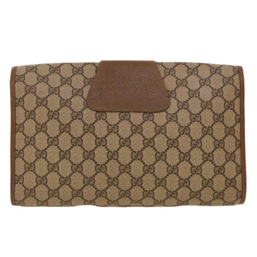 GUCCI GG Canvas Web Sherry Line Clutch Bag PVC Leather Beige Green 42088