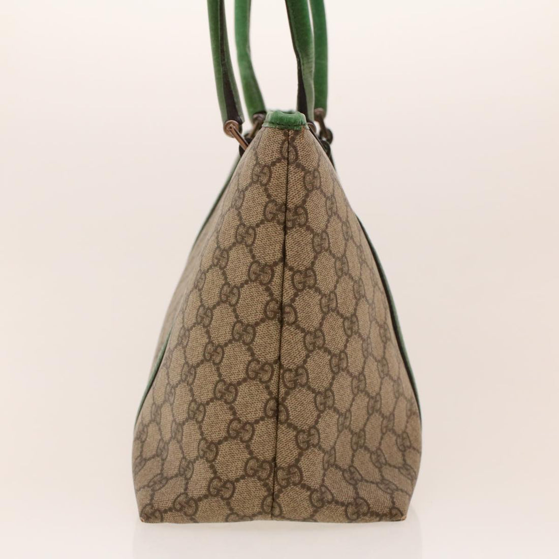 GUCCI GG Canvas Tote Bag PVC Leather Beige Green 42102
