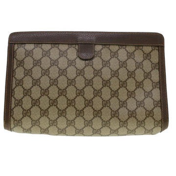 GUCCI GG Canvas Web Sherry Line Clutch Bag PVC Leather Beige Red 42431