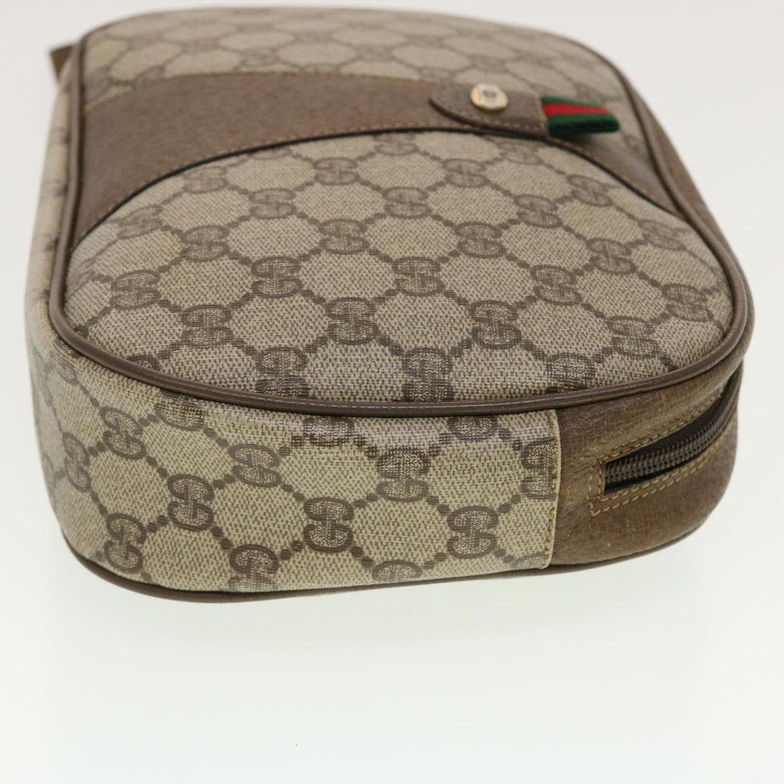 GUCCI GG Canvas Web Sherry Line Clutch Bag Beige Red Green 8901034 42585