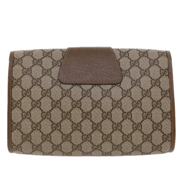 GUCCI GG Canvas Web Sherry Line Clutch Bag PVC Leather Beige Red Green 42716