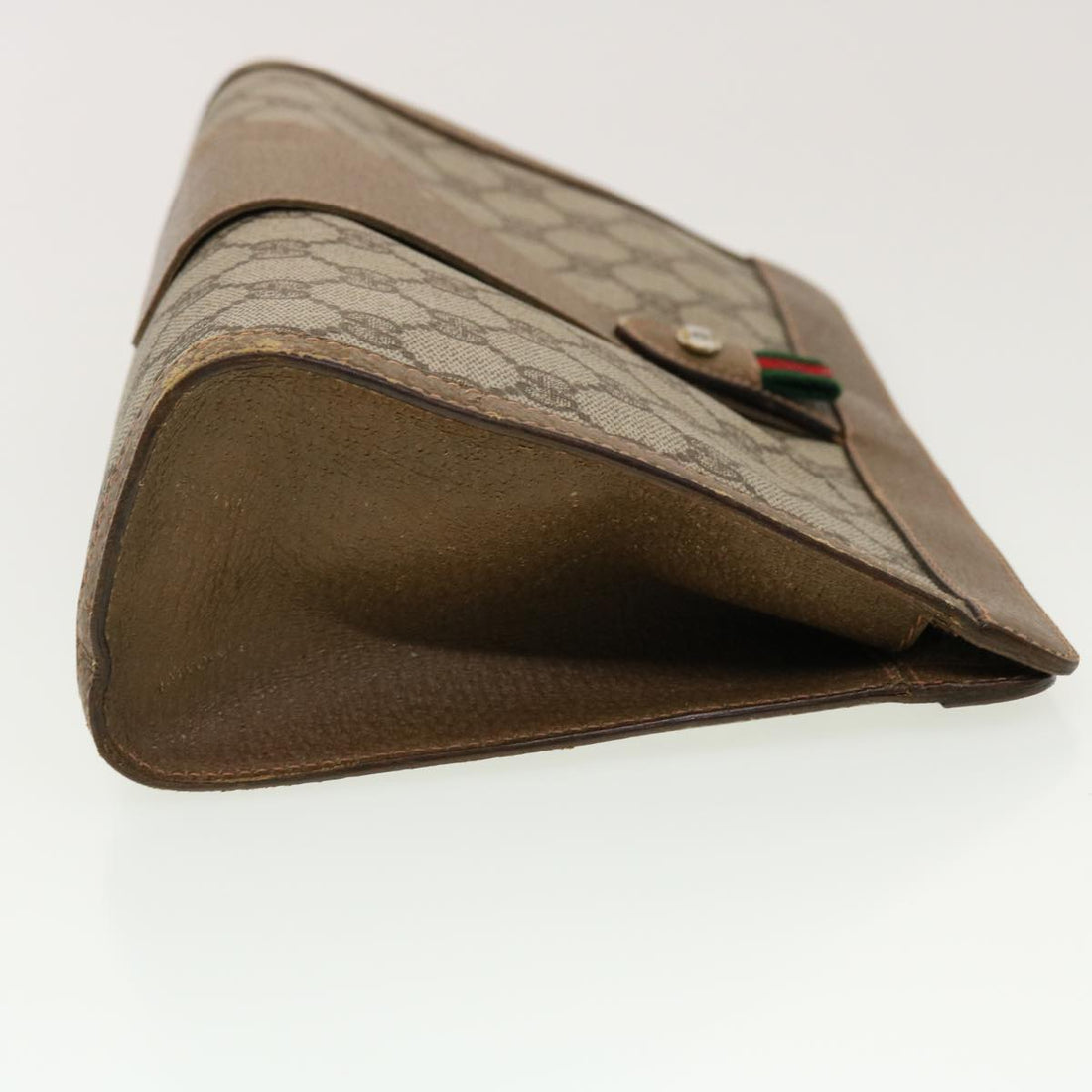 GUCCI GG Canvas Web Sherry Line Clutch Bag Beige Red Green 8901033 42746