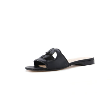 Women's Interlocking G Cut-Out Slide Sandals Leather