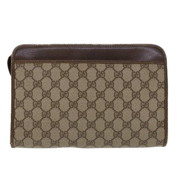 GUCCI GG Canvas Clutch Bag PVC Leather Beige 97.01.037 42879