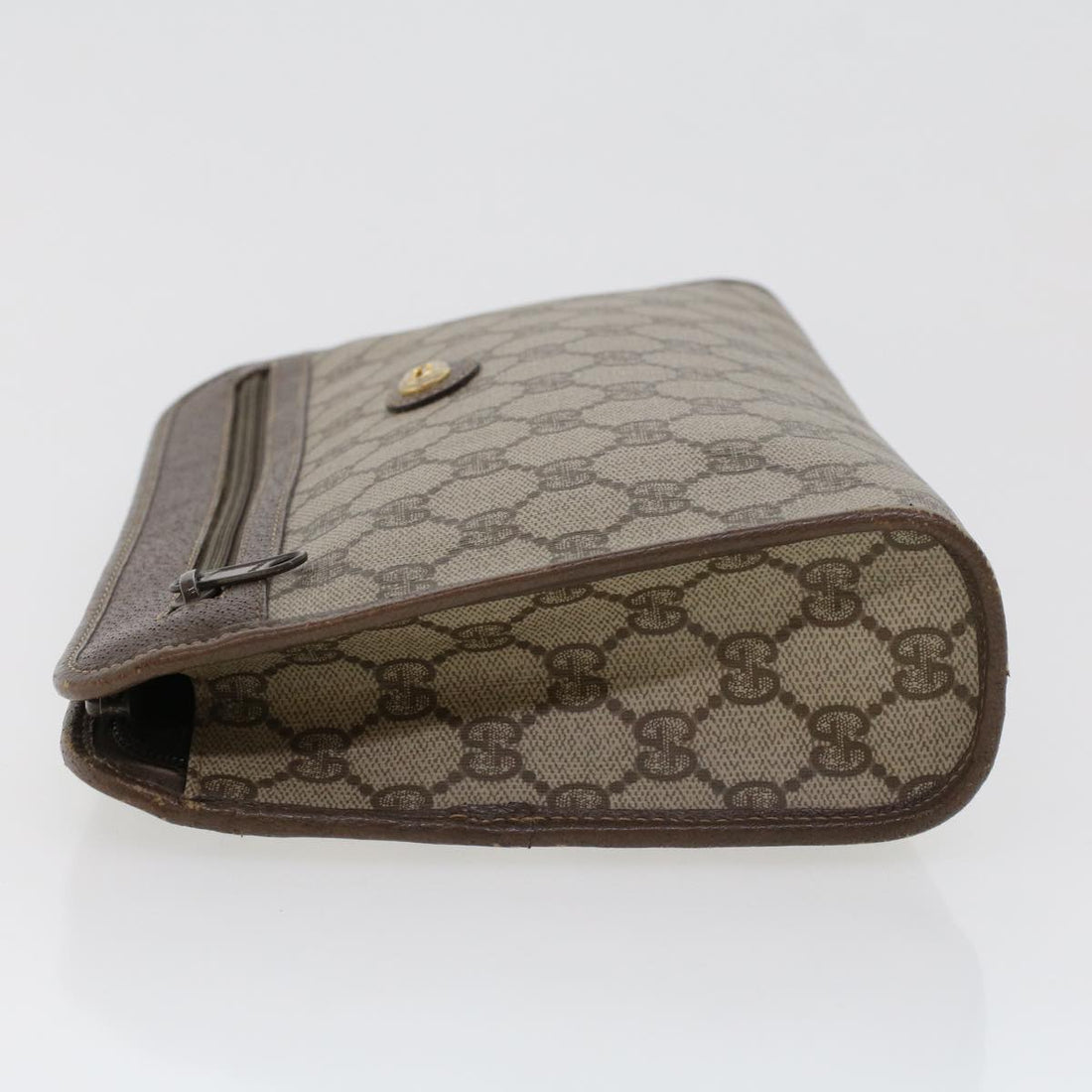 GUCCI GG Canvas Clutch Bag PVC Leather Beige 97.01.037 42879