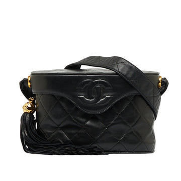 Chanel Cocomark Tassel  Shoulder Bag Black Leather Ladies Chanel
