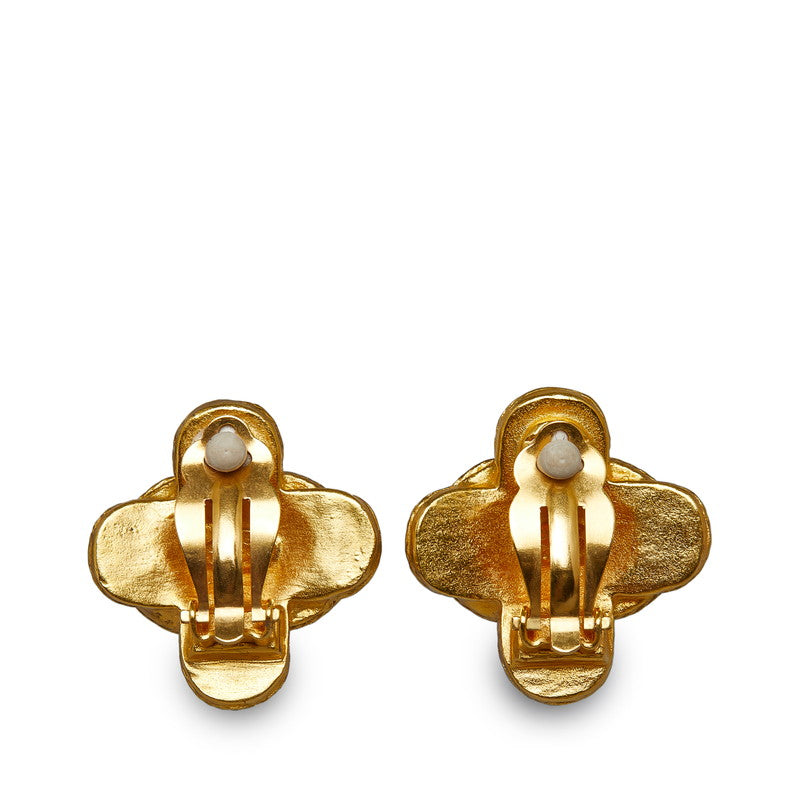 Chanel Vintage Cocomark Cross Earring Gold  Ladies Chanel
