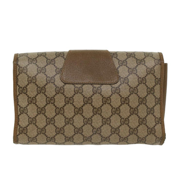 GUCCI GG Canvas Web Sherry Line Clutch Bag PVC Leather Beige Green 43092