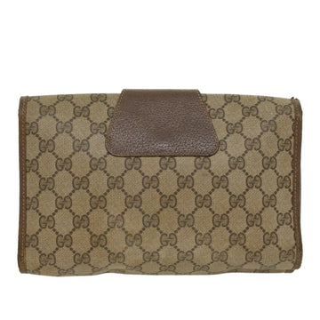 GUCCI GG Canvas Web Sherry Line Clutch Bag PVC Leather Beige Green 43093