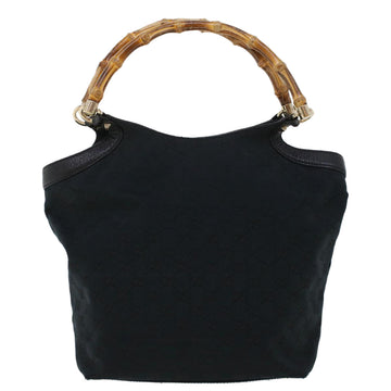 GUCCI GG Canvas Bamboo Hand Bag Black 137394 43264
