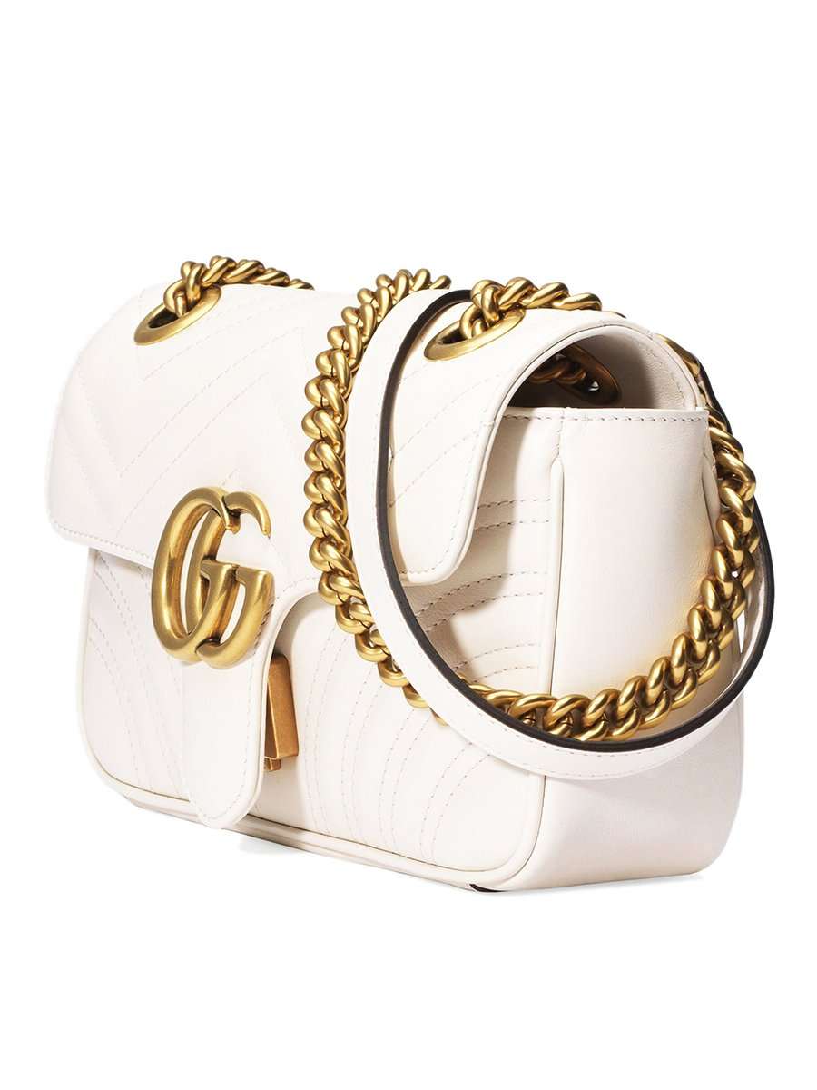 GG Marmont Mini Matelassé White Leather Shoulder Bag
