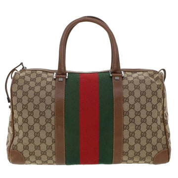GUCCI GG Canvas Web Sherry Line Boston Bag Beige Red 2122.000.5301 43326