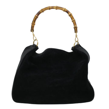 GUCCI Bamboo Hand Bag Suede 2way Black 43330