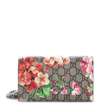 Chain Wallet Blooms Print GG Coated Canvas