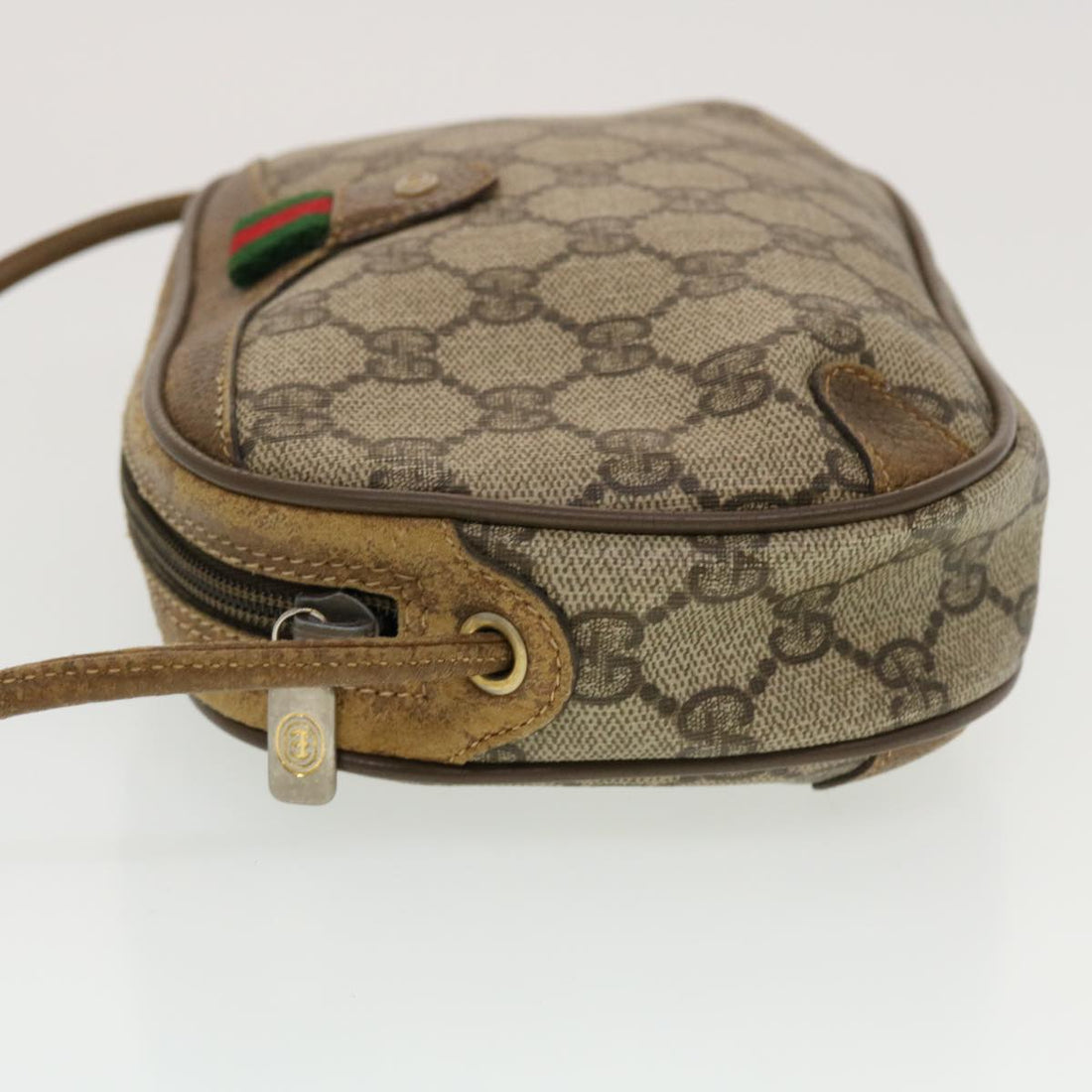 GUCCI GG Supreme Web Sherry Line Shoulder Bag Beige Red 89.02.066 43663