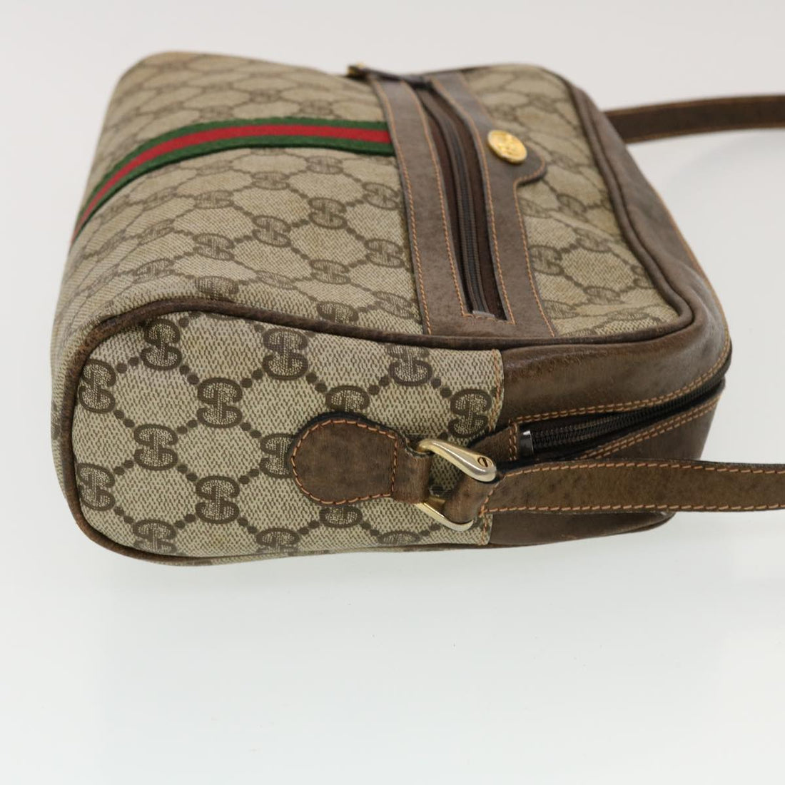 GUCCI GG Canvas Web Sherry Line Shoulder Bag Beige Red Green 43901