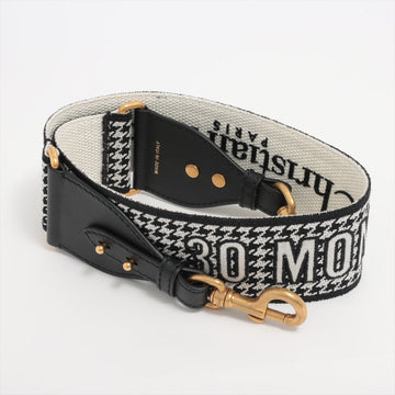 Dior 30 Montaigne 30 Montaigne Shoulder Strap Fabric Black x White Embroidery