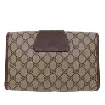 GUCCI GG Canvas Web Sherry Line Clutch Bag PVC Leather Beige Green 44152