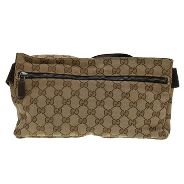 GUCCI GG Canvas Waist Bag Beige Dark Brown 44156