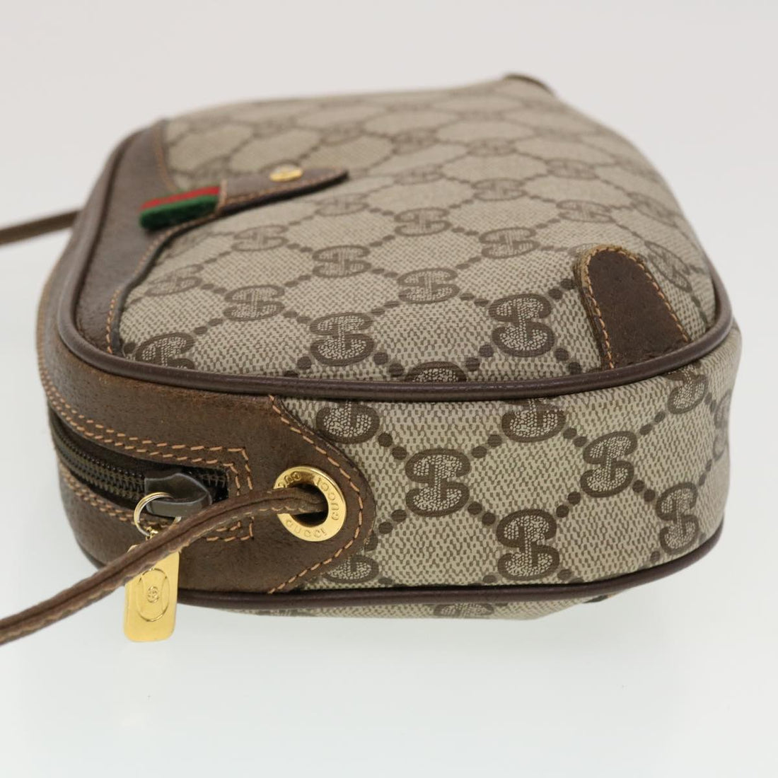GUCCI GG Canvas Web Sherry Line Shoulder Bag Beige Red 156.02.066 44261