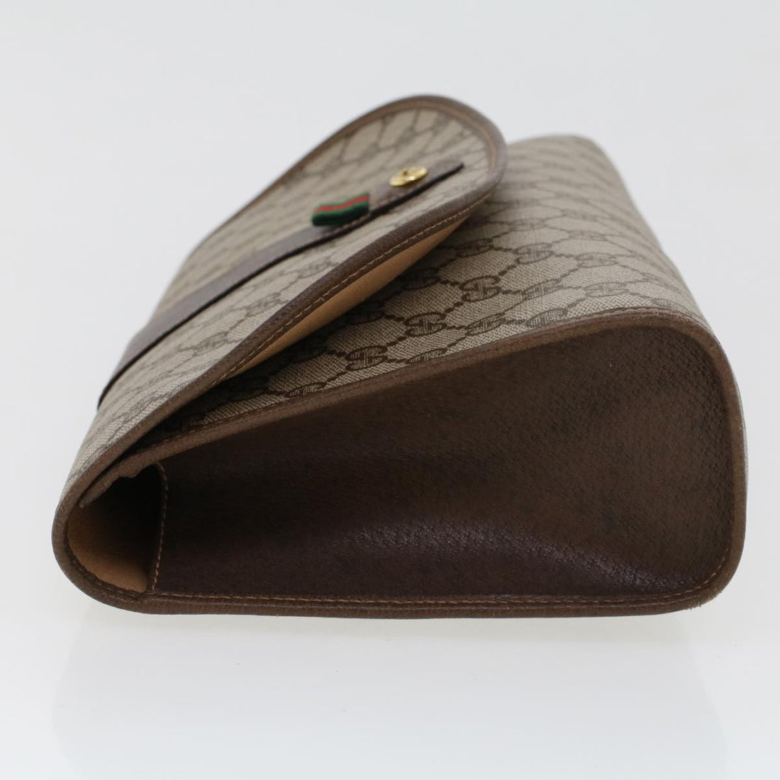 GUCCI GG Canvas Web Sherry Line Clutch Bag Beige Red Green 156.01.031 44314