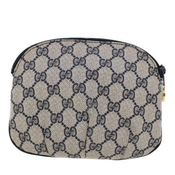 GUCCI GG Canvas Pouch PVC Leather Gray Navy 378.039.4492 44420