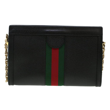 GUCCI Ophdia GG Chain Web Sherry Line Shoulder Bag Black Red 503877 44699A