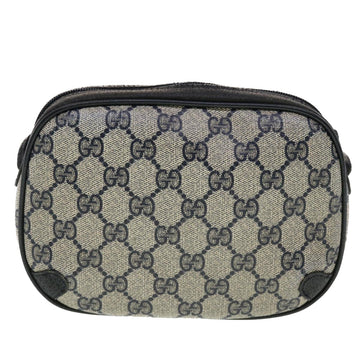 GUCCI GG Canvas Sherry Line Shoulder Bag PVC Leather Gray Red Navy 44784