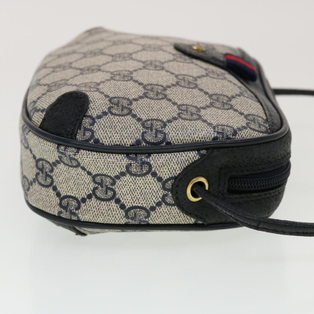 GUCCI GG Canvas Sherry Line Shoulder Bag PVC Leather Gray Red Navy 44784
