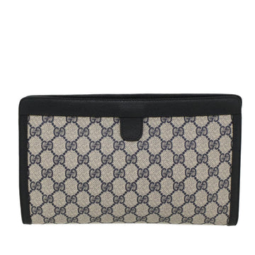 GUCCI GG Canvas Sherry Line Clutch Bag Gray Red Navy 89•01•033 44785