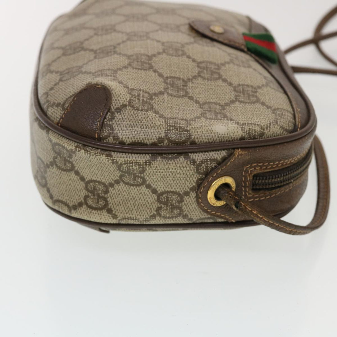 GUCCI GG Canvas Web Sherry Line Shoulder Bag Beige Red 156.02.066 44787