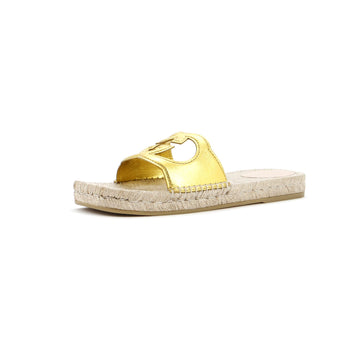 Women's Interlocking G Cut-Out Espadrille Slide Sandals Leather