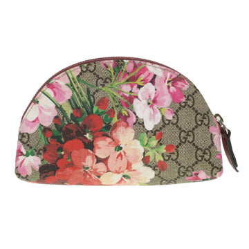 GUCCI GG Canvas Floral Cosmetic Pouch PVC Leather Beige Pink 431380 45046