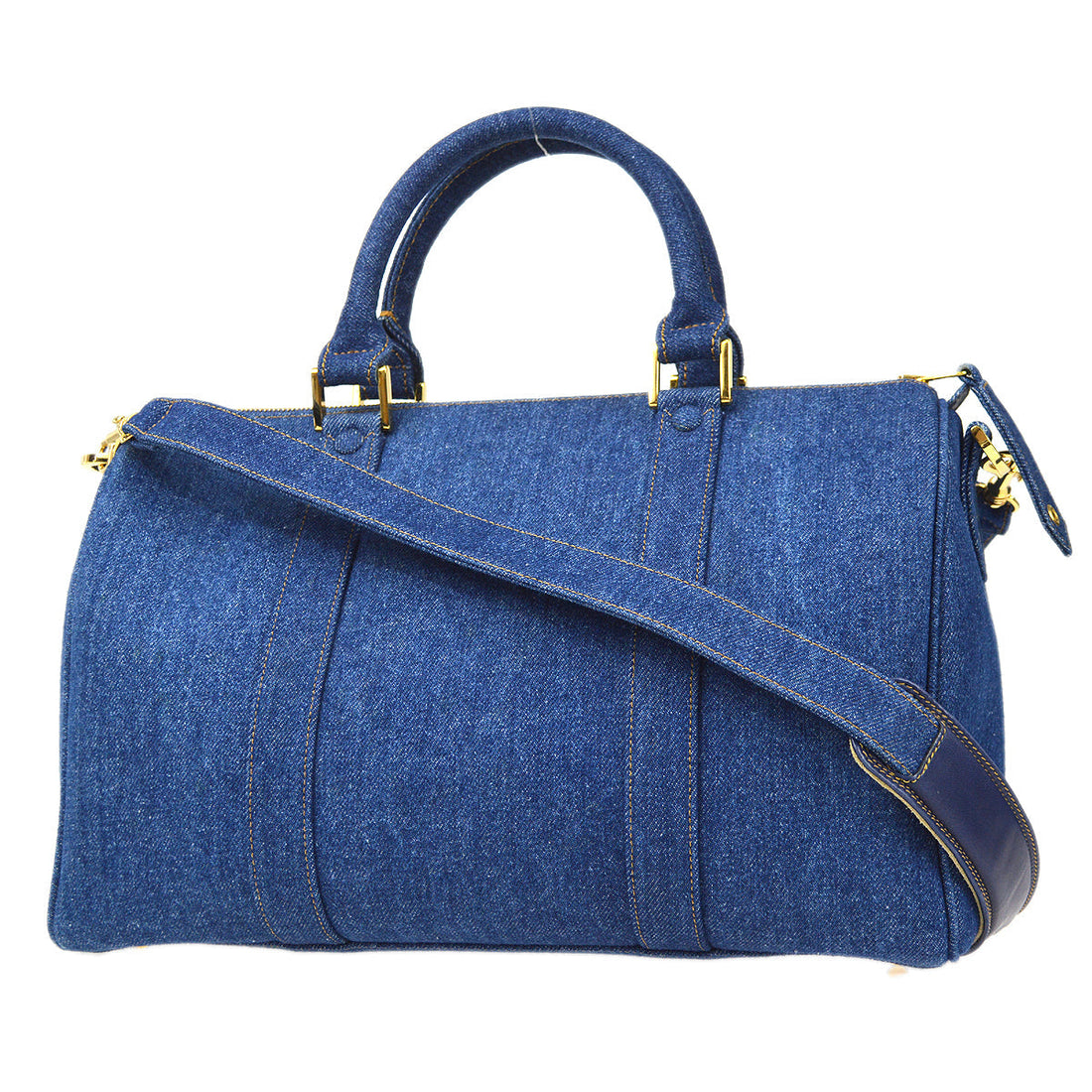 Chanel * Indigo Denim 2way Shoulder Duffle Travel Handbag
