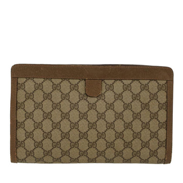 GUCCI GG Canvas Web Sherry Line Clutch Bag PVC Leather Beige Red 45600