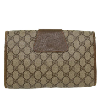 GUCCI GG Canvas Web Sherry Line Clutch Bag PVC Leather Beige Red 45602