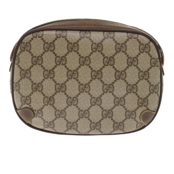 GUCCI GG Canvas Web Sherry Line Shoulder Bag PVC Leather Beige Red 45604