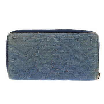 GUCCI GG Canvas Long Wallet Denim Blue 443123 45639