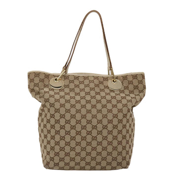 GUCCI GG Canvas Shoulder Bag Leather Beige 120836 45643