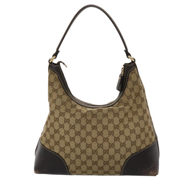 GUCCI GG Canvas Shoulder Bag Leather Beige 257070 45706